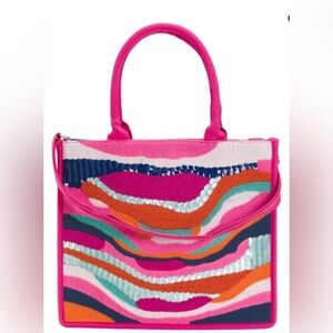 America & Beyond A&B Pink Sand Limited Edition Embellished Tote NWT